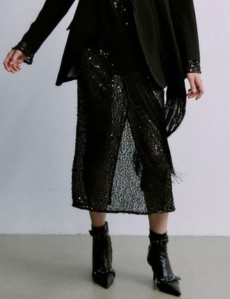 Day Birger Et Mikkelsen Tulli Shimmering Sequin Midi Skirt in Black at Nordstrom, Size 10