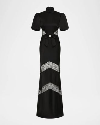 Rebecca Vallance Noire Lace Column Gown