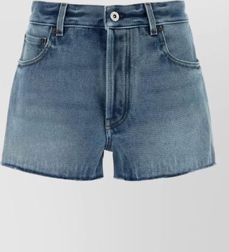 Miu Miu denim shorts frayed hem five pocket design
