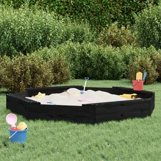 vidaXL Vidaxl - Arenero Con Asientos Oct&oacute;gono Madera Maciza De Pino Negro
