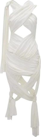 J.W.Anderson Witte Jurk met Strikdetails - Dames - Feestkleedjes - Wit - XS - Katoen - Kleedjes