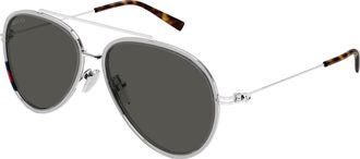 Gucci Grey Pilot Mens Sunglasses GG1981S 005 56