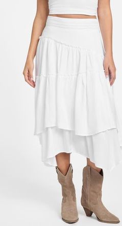Guess Tanya Tiered Maxi Skirt in Pure White at Nordstrom, Size 30