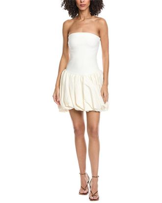 SIMKHAI Pollie Bubble Hem Linen-Blend Mini Dress