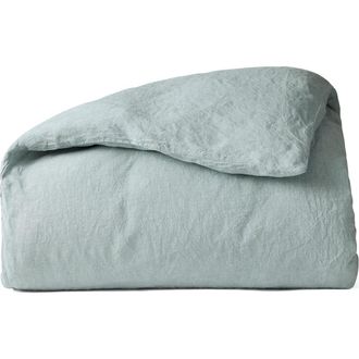 Coyuchi Relaxed Organic Linen Duvet Cover in Pacific Blue Chambray at Nordstrom, Size Full