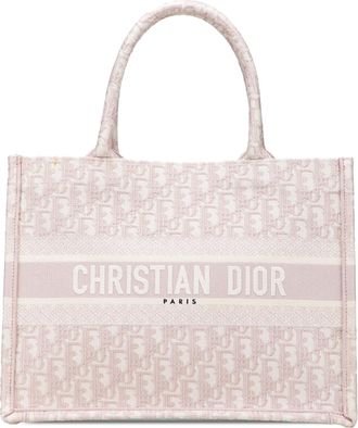 Dior Pre-owned Womens Book Tote Oblique Embroidered - Light Pink Textile - One Size