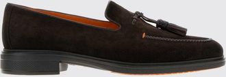 Santoni Suede Loafers with Tassels and Raised Apron Stitching