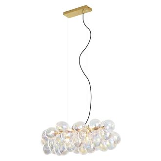 QAZQA Dise&ntilde;o L&aacute;mpara Colgante De Dise&ntilde;o Dorada Con Cristal Arco&iacute;ris 8 Luces - Uvas Acero /vidrio Esfera Adecuado Para Led Max. 8 X 8 Watt - Qazqa