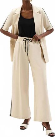 Joseph Ribkoff Side Stripe Linen Wide Leg Pants In Natural