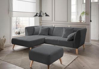 Inosign Ecksofa »Colori Polstermöbel mit zeitlos eleganter Rückenführung. L-Form« Holzfussfarbe wählbar, inkl. 4x Zierkissen