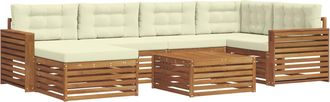 vidaXL Conjunto De Sof&aacute;s De Exterior 7 Uds. Natural Y Crema Vidaxl