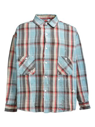 Saint Mxxxxxx check-print shirt - men - Cotton - L - Blue
