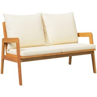 vidaXL Banco de jardín con cojín Marrón Madera maciza de Acacia vidaXL