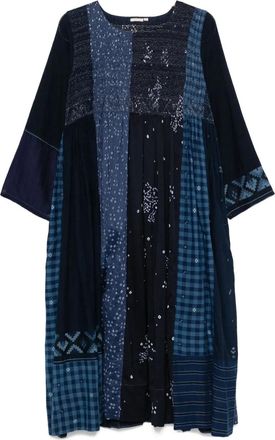 Injiri Abito midi con design patchwork - Blu