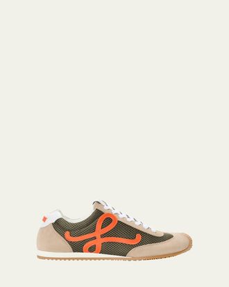 Loewe Mens Ballet Runner 2 Mesh and Suede Low-Top Sneakers