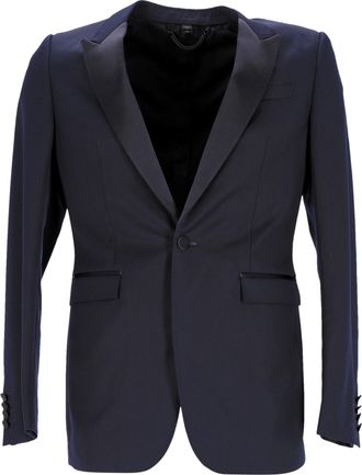 Burberry Pre-owned Mens Smoking Jacket in Navy Blue Virgin Wool - Size EU 48 (Mens)