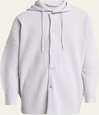 Homme Pliss&eacute; Issey Miyake Mens Monthly Colors Pleated Snap-Front Hoodie