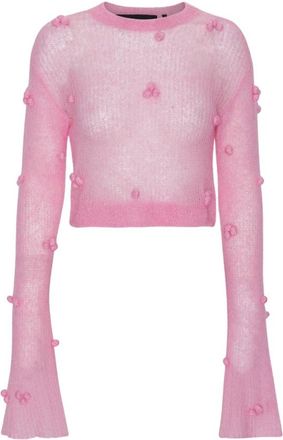 Rotate Trui met Wijde Mouwen - Dames - Ronde hals truien - Roze - L - Wol - Truien & Vesten