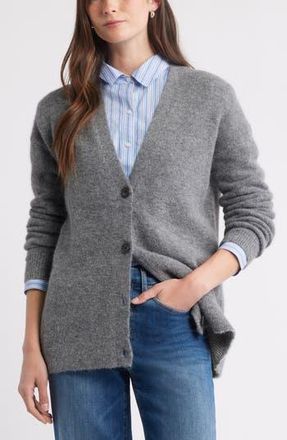 Caslon Alpaca Blend Cardigan in Grey Dark Heather at Nordstrom Rack, Size X-Small