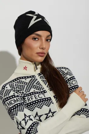 Perfect Moment Wool Beanie With Logo, Unisex, Black