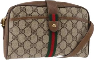 Gucci Pre-owned Leather Cross Body Bag - Dames - Vintage Schoudertas - Beige - ONE Size - Leer - Vintage