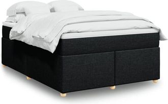 vidaXL Cama Box Spring Con Colch&oacute;n Tela Negro 160x200 Cm Vidaxl