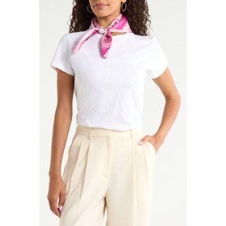Nordstrom Print Silk Square Scarf in Pink Floating Gingko at Nordstrom