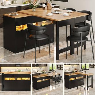 Matteo Smart Extendable Bar & Dining Table - Black MDF