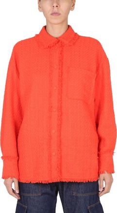 Msgm Orange Relaxed Textured Shirt