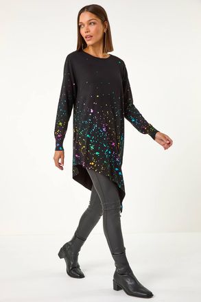 Roman Border Splash Foil Print Tunic