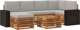vidaXL Conjunto De Sof&aacute;s De Exterior 7 Uds. Natural Y Gris Claro Vidaxl