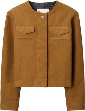 Tory Burch Corduroy Jacket - Dames - Zomerjassen - Bruin - S - Katoen - Jassen