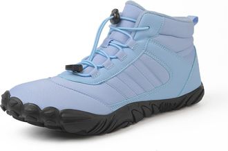 Generic Barefoot Winter Boots - Waterproof Minimalist Snow Boots, Wide Toe Box & Zero Drop, Warm Wool Lined - Unisex Grip Sole (Light Blue, Adult, Women, 5, N