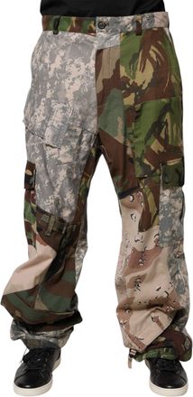 Dolce & Gabbana Mens Multicolor Patchwork Camouflage Cargo Pants Nylon Cotton