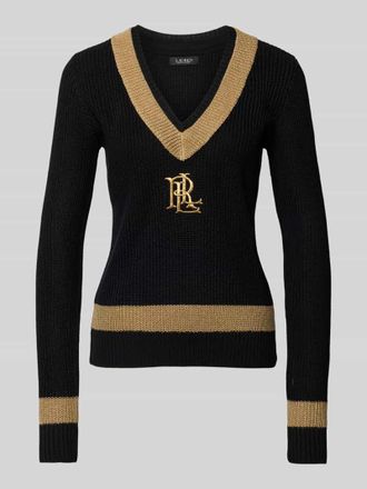 Lauren Ralph Lauren Strickpullover mit Label-Stitching Modell MEREN in Gold Melange, Gr&ouml;&szlig;e S
