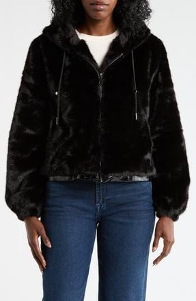 La Fiorentina Faux Fur Hoodie in Black at Nordstrom Rack, Size Medium