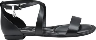 Michael Kors Alexa Flex Leren Sandaal - Dames - Sandalen - Zwart - 39 EU - Leer - Schoenen