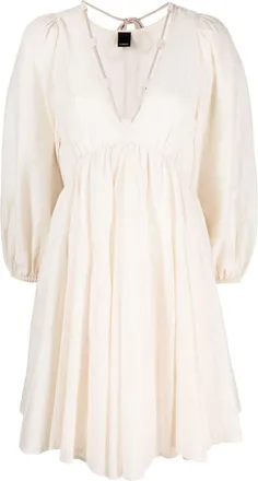Pinko poplin mini dress - women - Cotton/Polyester/Silk - 38 - Neutrals