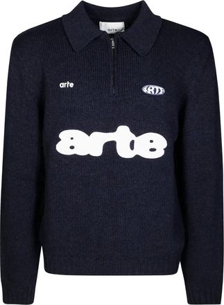 Arte Polo con mezza zip - Blu