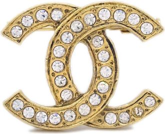 Chanel 1980-1990s CC rhinestone brooch - women - Gold Plated - One Size