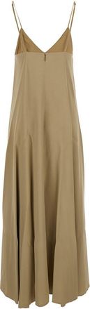 Forte_Forte Beige Sleeveless Long Dress With V Neck And Single Front And Rear Slit In Tech Fabric Woman