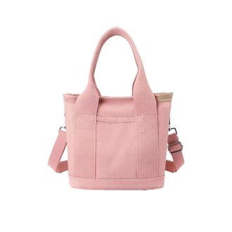 Generic Small Tote Bag with Zipper, Canvas Multi-Pocket Crossbody Bag Shoulder Bag Satchel Hobo Bag Messenger Bag 2025 (Pink,Large)