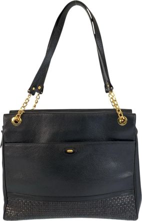 Bally Black Leather Shoulder Bag Tote Bag (Pre-Owned)