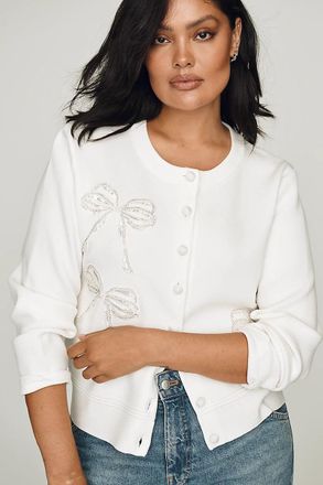 English Factory Beaded Bow Cardigan