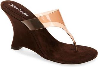 Jeffrey Campbell Persistent Wedge Slide Sandal in Brown Suede Combo at Nordstrom, Size 6.5