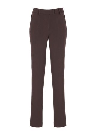 Alberto Biani Brown Smooth Front Tailored Straight-Leg Formal Pants