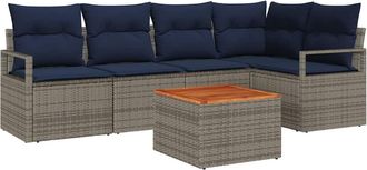 vidaXL Conjunto De Sof&aacute;s De Jard&iacute;n 6 Uds. Gris Rat&aacute;n Sint&eacute;tico Vidaxl