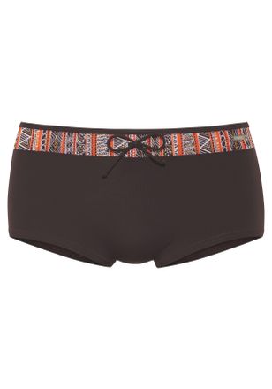 Buffalo Bikini-Hotpants BUFFALO, Damen, Gr. 34, N-Gr, braun (braun bedruckt), Xtra Life LYCRA, unifarben mit Farbeinsatz, Badehosen Bikini-Hotpants, Mit bedru
