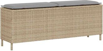 vidaXL Banco De Jard&iacute;n Con Coj&iacute;n Beige110x30x40,5 Cm Rat&aacute;n Sint&eacute;tico Vidaxl