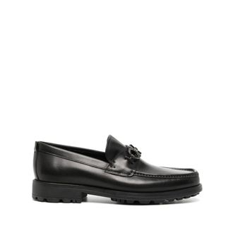 Ferragamo Loafers, male, Black, 7 UK, Gancini Buckle Flat Shoes